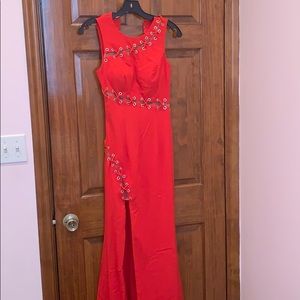 Red Terani Couture Gown, With high slit